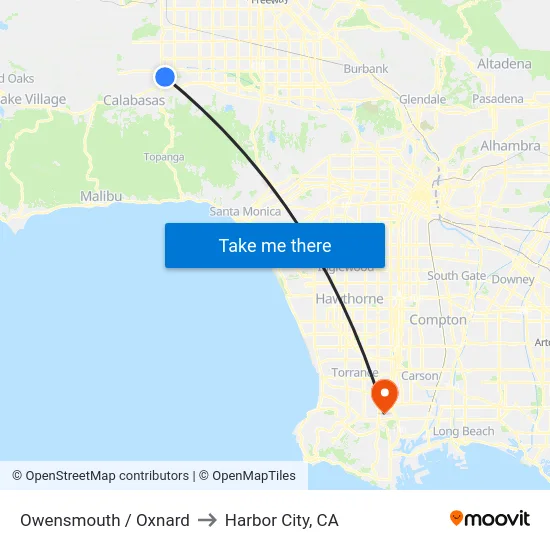 Owensmouth / Oxnard to Harbor City, CA map