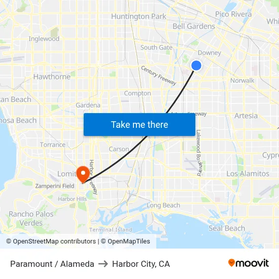 Paramount / Alameda to Harbor City, CA map