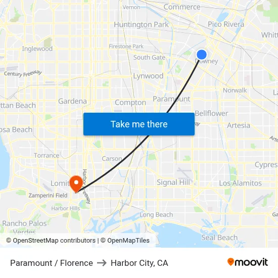 Paramount / Florence to Harbor City, CA map