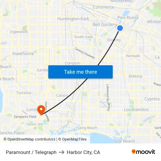 Paramount / Telegraph to Harbor City, CA map