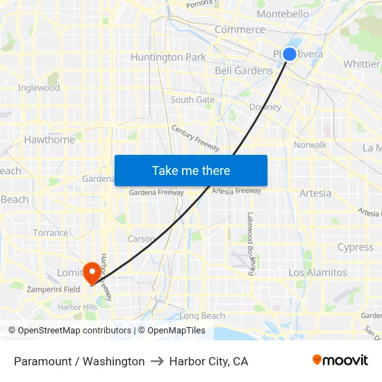 Paramount / Washington to Harbor City, CA map