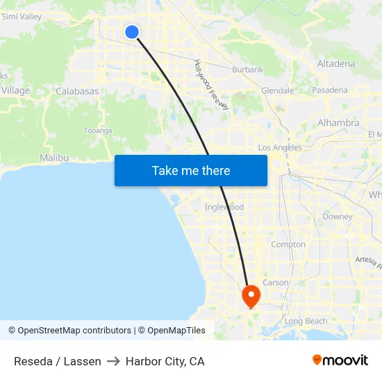 Reseda / Lassen to Harbor City, CA map