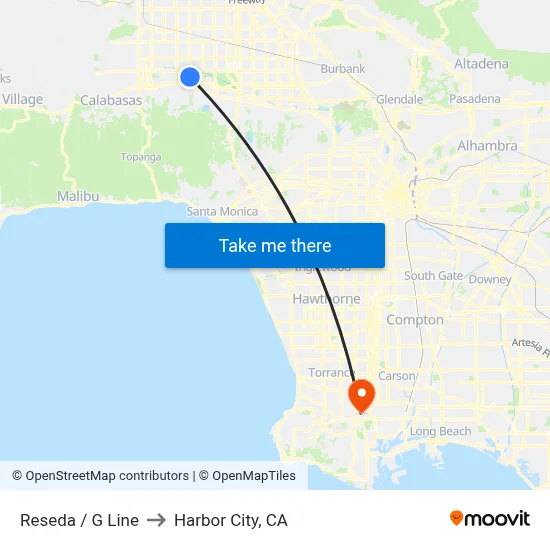 Reseda / G Line to Harbor City, CA map