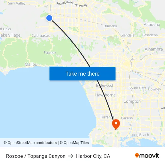 Roscoe / Topanga Canyon to Harbor City, CA map