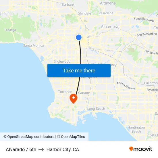 Alvarado / 6th to Harbor City, CA map