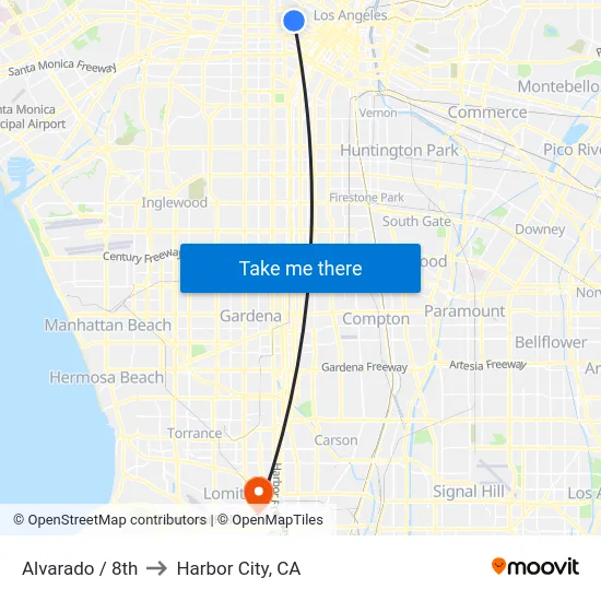 Alvarado / 8th to Harbor City, CA map