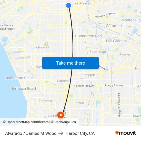 Alvarado / James M Wood to Harbor City, CA map