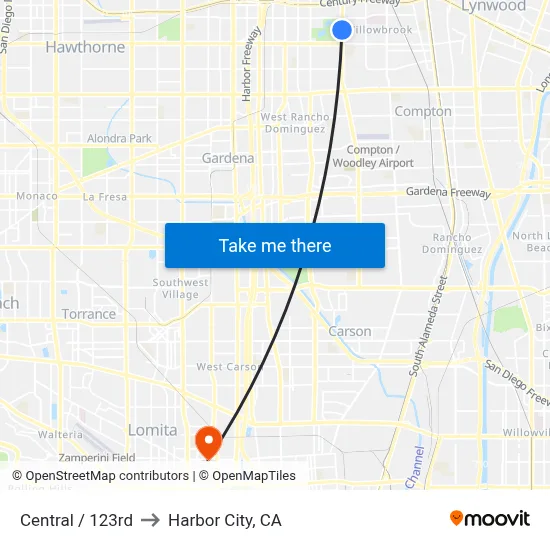 Central / 123rd to Harbor City, CA map