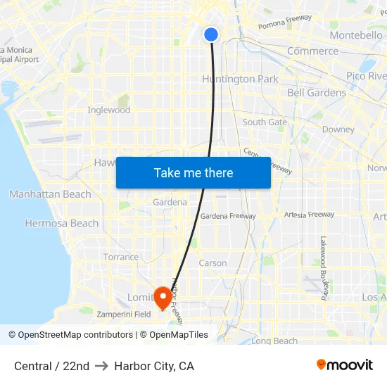 Central / 22nd to Harbor City, CA map