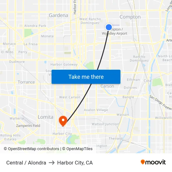 Central / Alondra to Harbor City, CA map