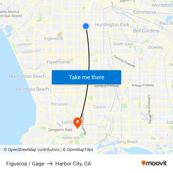 Figueroa / Gage to Harbor City, CA map