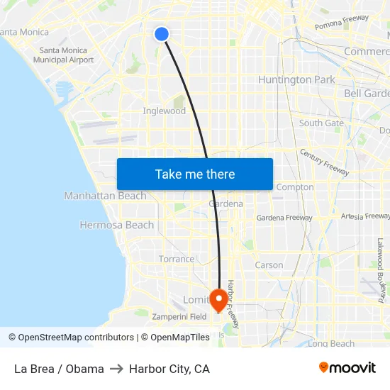 La Brea / Obama to Harbor City, CA map