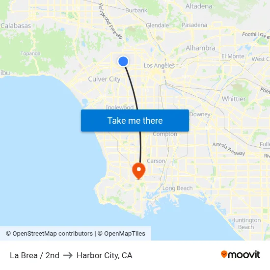La Brea / 2nd to Harbor City, CA map
