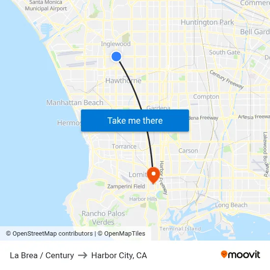 La Brea / Century to Harbor City, CA map