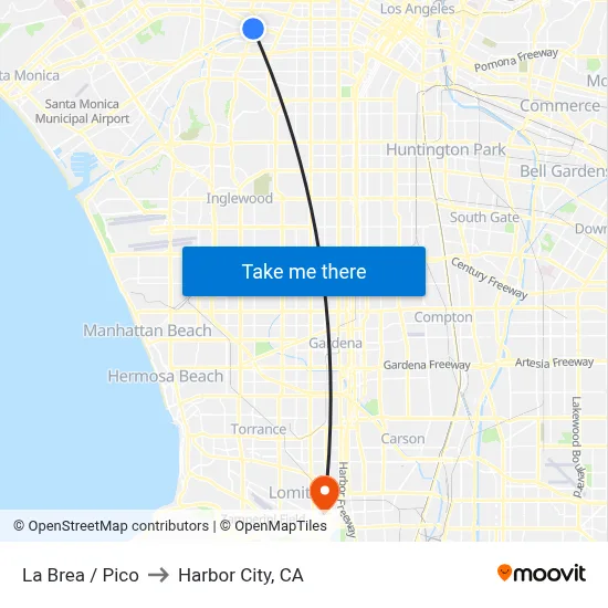 La Brea / Pico to Harbor City, CA map