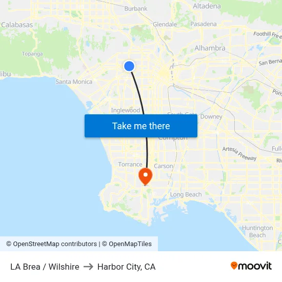 LA Brea / Wilshire to Harbor City, CA map