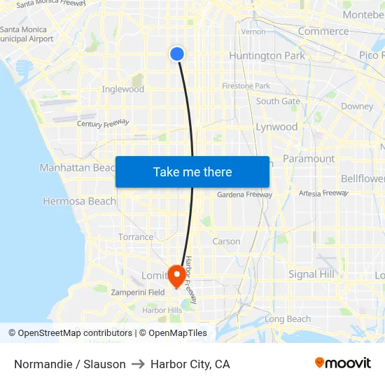 Normandie / Slauson to Harbor City, CA map