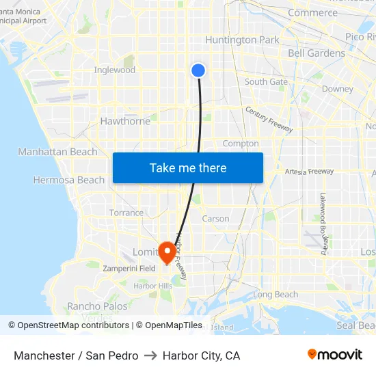 Manchester / San Pedro to Harbor City, CA map