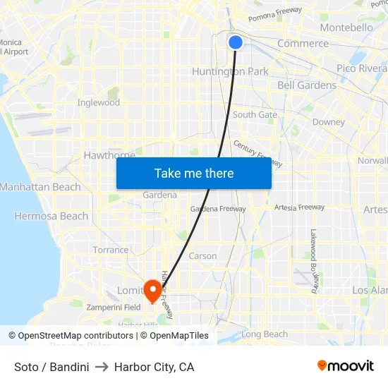 Soto / Bandini to Harbor City, CA map