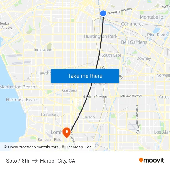 Soto / 8th to Harbor City, CA map