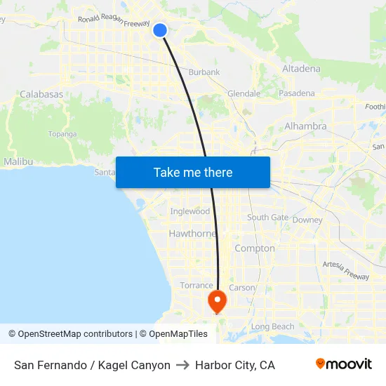 San Fernando / Kagel Canyon to Harbor City, CA map