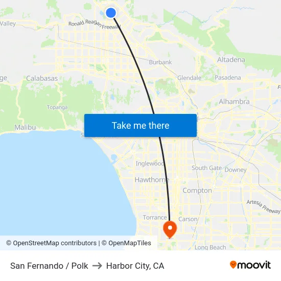 San Fernando / Polk to Harbor City, CA map