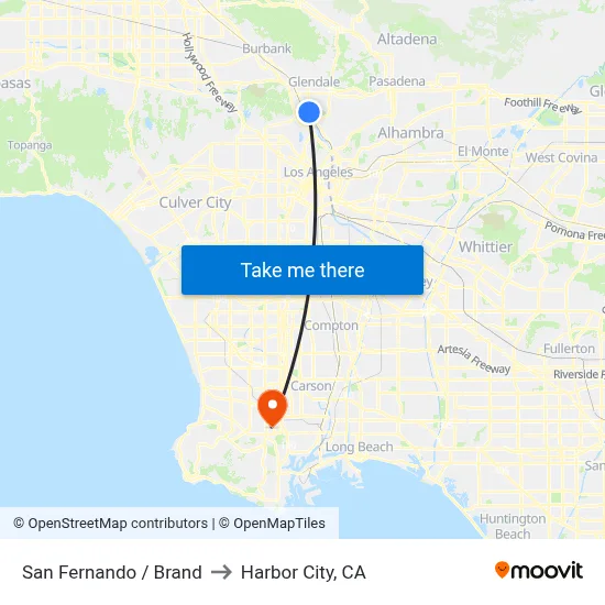 San Fernando / Brand to Harbor City, CA map