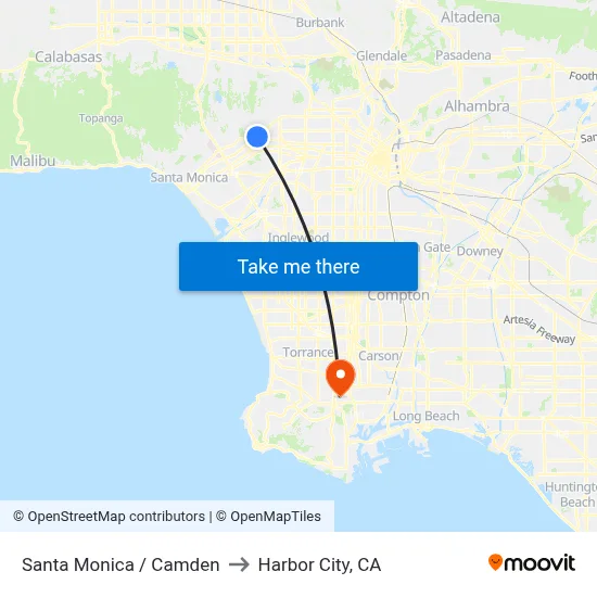 Santa Monica / Camden to Harbor City, CA map