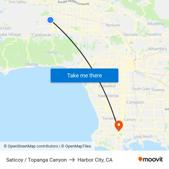 Saticoy / Topanga Canyon to Harbor City, CA map