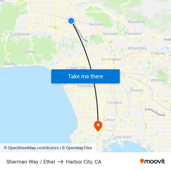 Sherman Way / Ethel to Harbor City, CA map