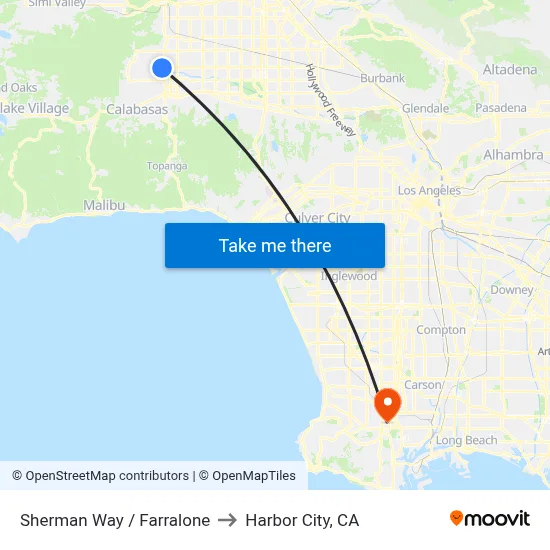 Sherman Way / Farralone to Harbor City, CA map