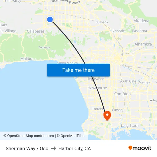 Sherman Way / Oso to Harbor City, CA map