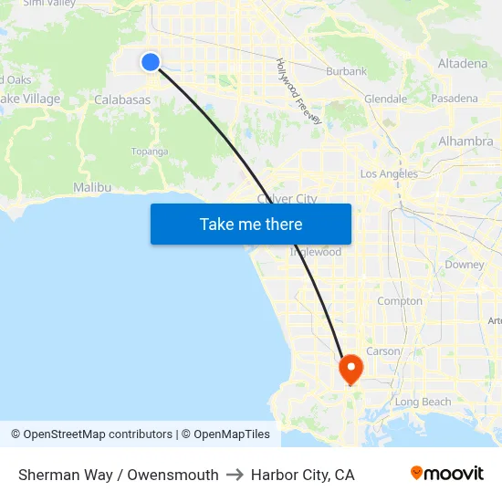 Sherman Way / Owensmouth to Harbor City, CA map