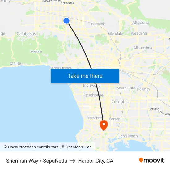 Sherman Way / Sepulveda to Harbor City, CA map