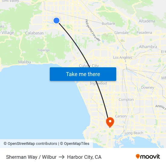 Sherman Way / Wilbur to Harbor City, CA map
