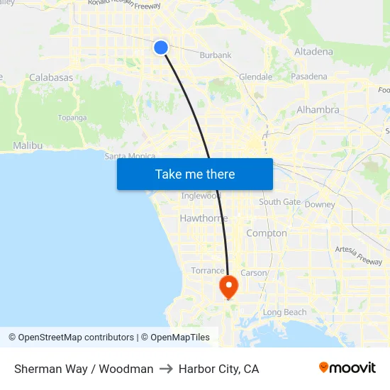Sherman Way / Woodman to Harbor City, CA map