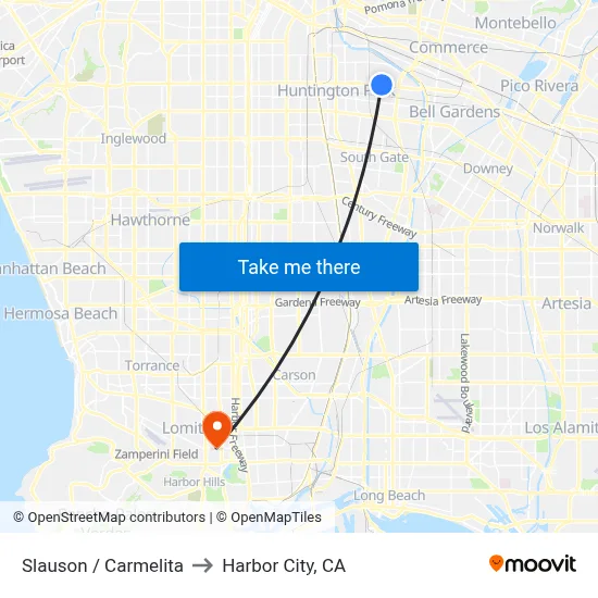 Slauson / Carmelita to Harbor City, CA map