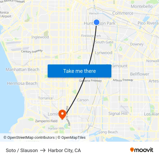 Soto / Slauson to Harbor City, CA map