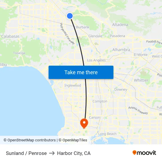 Sunland / Penrose to Harbor City, CA map