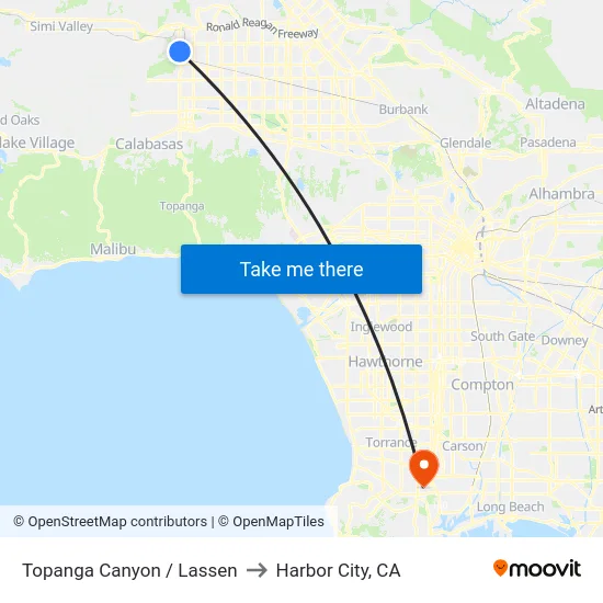 Topanga Canyon / Lassen to Harbor City, CA map