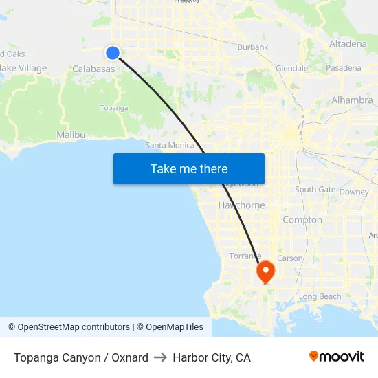 Topanga Canyon / Oxnard to Harbor City, CA map
