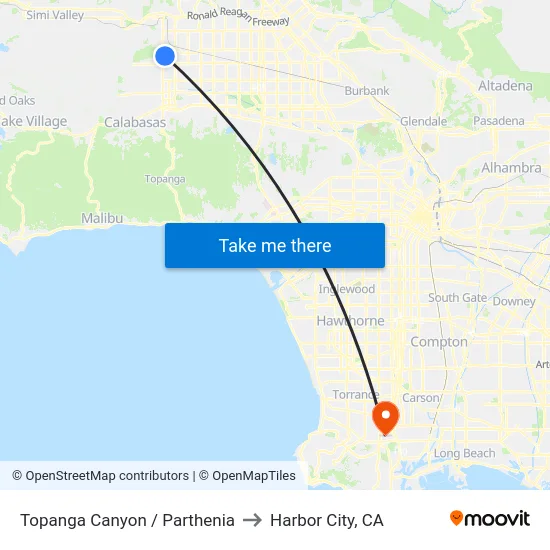 Topanga Canyon / Parthenia to Harbor City, CA map