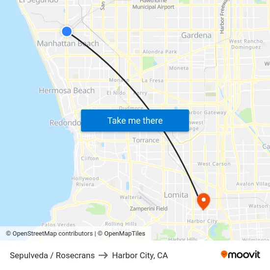 Sepulveda / Rosecrans to Harbor City, CA map