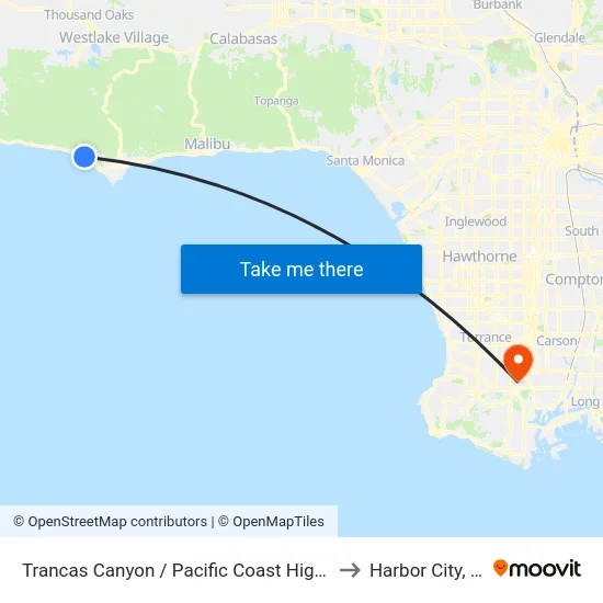 Trancas Canyon / Pacific Coast Highway to Harbor City, CA map