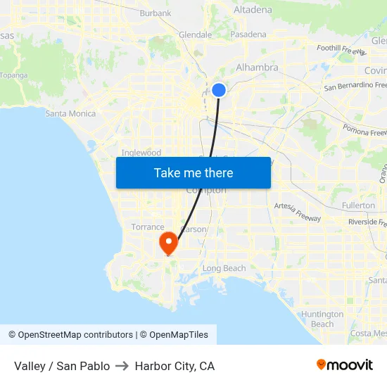 Valley / San Pablo to Harbor City, CA map