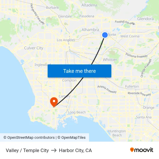 Valley / Temple City to Harbor City, CA map