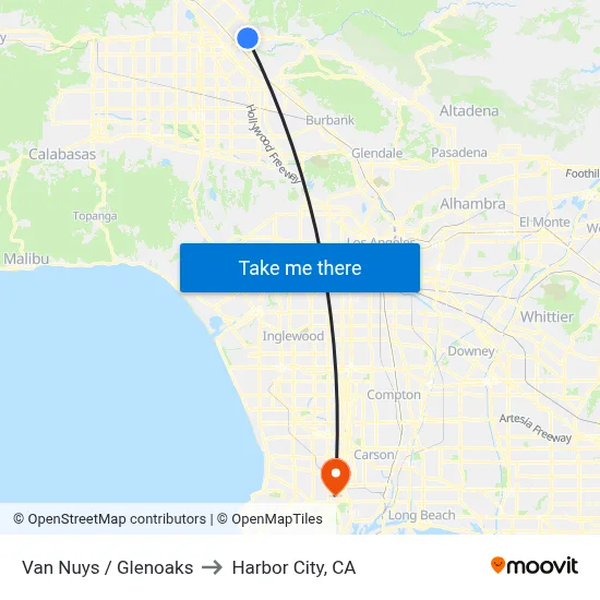 Van Nuys / Glenoaks to Harbor City, CA map