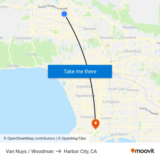 Van Nuys / Woodman to Harbor City, CA map