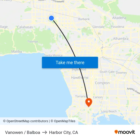 Vanowen / Balboa to Harbor City, CA map