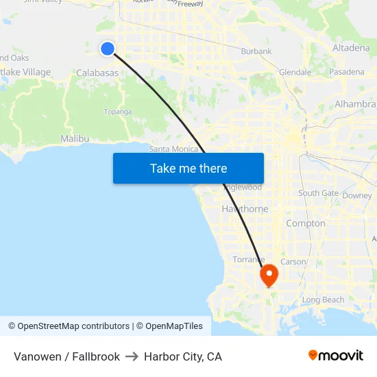 Vanowen / Fallbrook to Harbor City, CA map